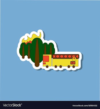 Paper sticker on stylish background forest fire vector image