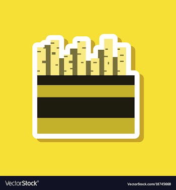 Paper sticker on stylish background french fries vector image