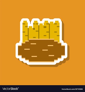 Paper sticker on stylish background french fries vector image