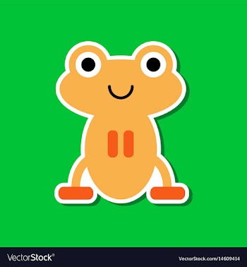 Paper sticker on stylish background frog cartoon vector image