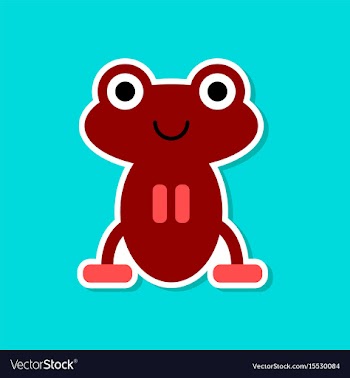 Paper sticker on stylish background frog cartoon vector image