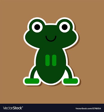 Paper sticker on stylish background frog cartoon vector image