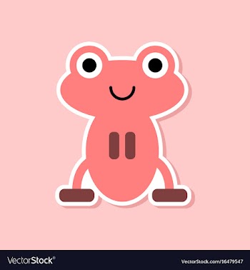 Paper sticker on stylish background frog cartoon vector image