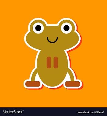 Paper sticker on stylish background frog cartoon vector image