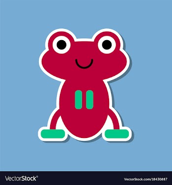 Paper sticker on stylish background frog cartoon vector image
