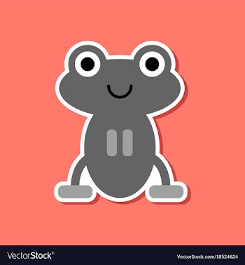 Paper sticker on stylish background frog cartoon vector image