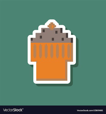 Paper sticker on stylish background fruit muffin vector image