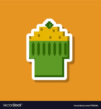 Paper sticker on stylish background fruit muffin vector image