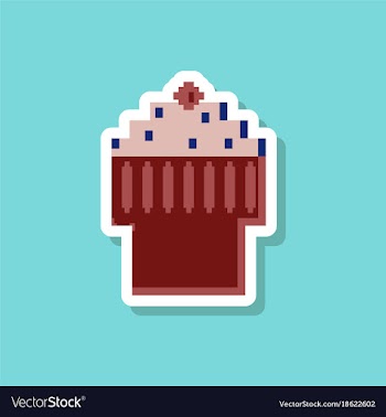 Paper sticker on stylish background fruit muffin vector image