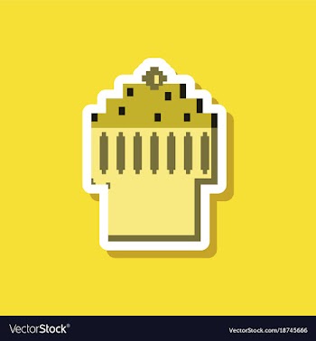 Paper sticker on stylish background fruit muffin vector image