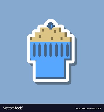Paper sticker on stylish background fruit muffin vector image