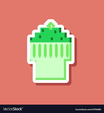 Paper sticker on stylish background fruit muffin vector image