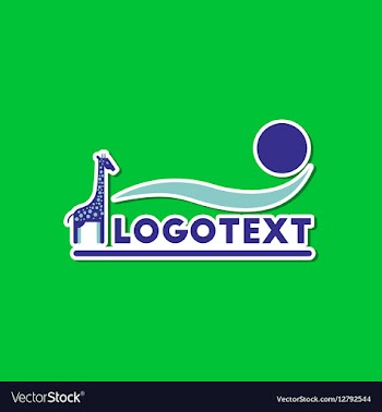 Paper sticker on stylish background giraffe logo vector image
