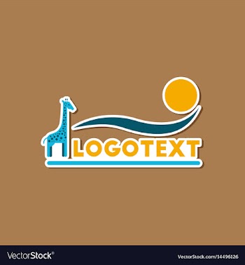 Paper sticker on stylish background giraffe logo vector image