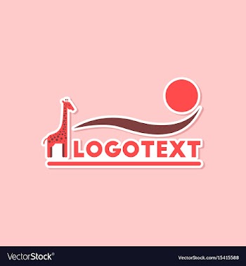Paper sticker on stylish background giraffe logo vector image