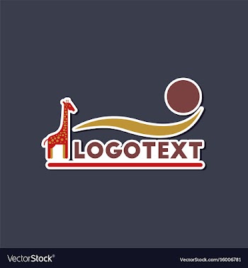 Paper sticker on stylish background giraffe logo vector image