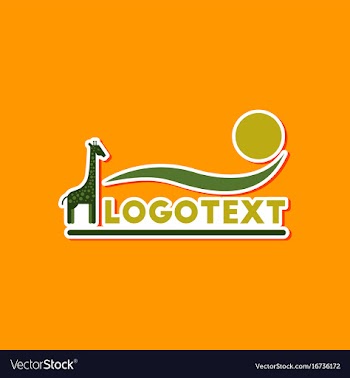 Paper sticker on stylish background giraffe logo vector image