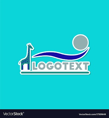 Paper sticker on stylish background giraffe logo vector image