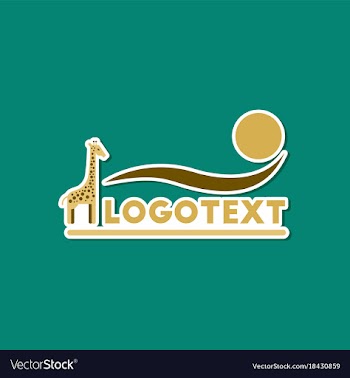 Paper sticker on stylish background giraffe logo vector image