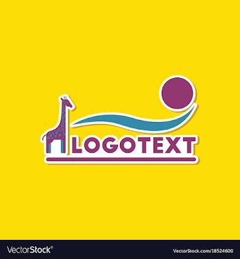 Paper sticker on stylish background giraffe logo vector image