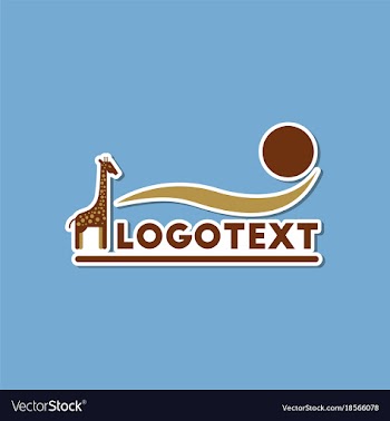 Paper sticker on stylish background giraffe logo vector image