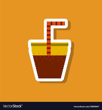 Paper sticker on stylish background glass of soda vector image