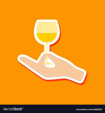 Paper sticker on stylish background glass of wine vector image