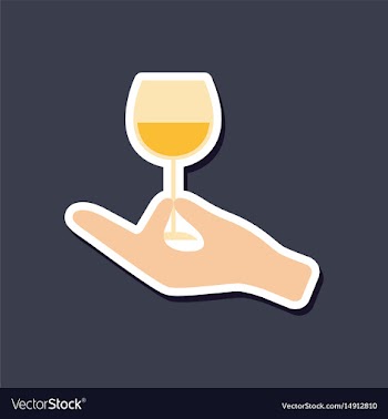 Paper sticker on stylish background glass of wine vector image