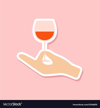 Paper sticker on stylish background glass of wine vector image