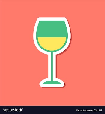 Paper sticker on stylish background glass of wine vector image