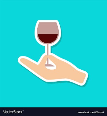 Paper sticker on stylish background glass of wine vector image