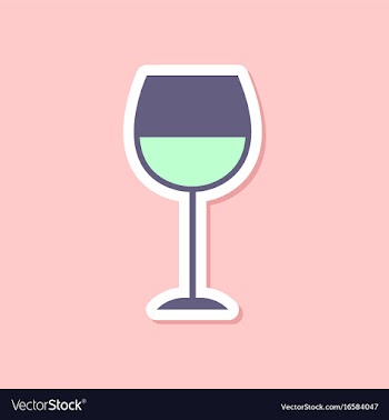 Paper sticker on stylish background glass of wine vector image