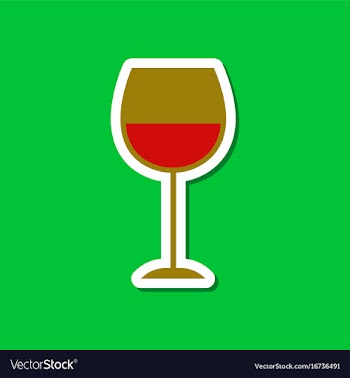 Paper sticker on stylish background glass of wine vector image