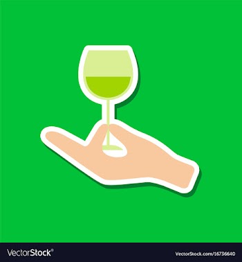Paper sticker on stylish background glass of wine vector image