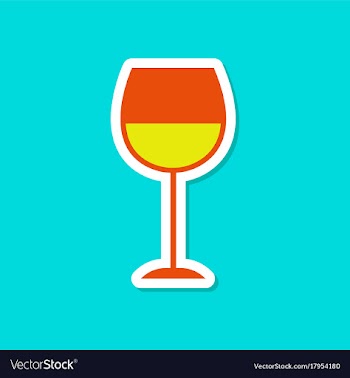 Paper sticker on stylish background glass of wine vector image