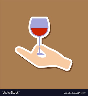 Paper sticker on stylish background glass of wine vector image