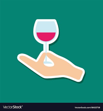Paper sticker on stylish background glass of wine vector image