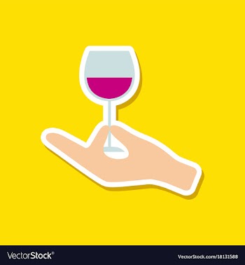 Paper sticker on stylish background glass of wine vector image