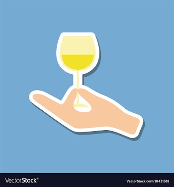 Paper sticker on stylish background glass of wine vector image