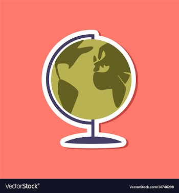Paper sticker on stylish background globe vector image