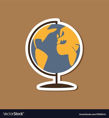 Paper sticker on stylish background globe vector image