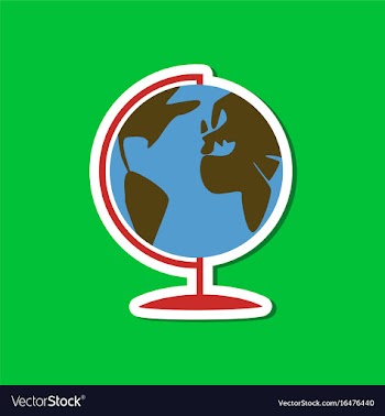 Paper sticker on stylish background globe vector image