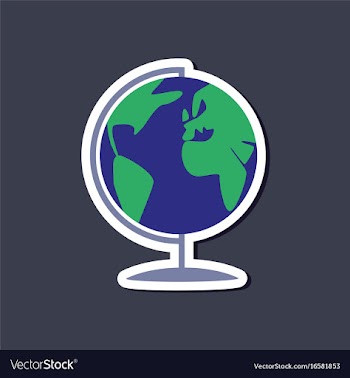 Paper sticker on stylish background globe vector image