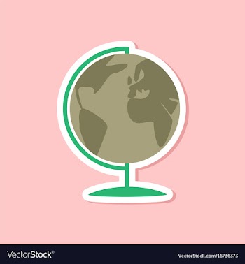Paper sticker on stylish background globe vector image