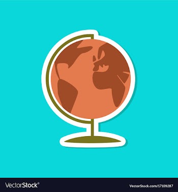 Paper sticker on stylish background globe vector image