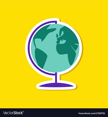 Paper sticker on stylish background globe vector image