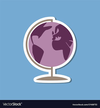 Paper sticker on stylish background globe vector image