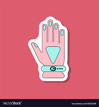 Paper sticker on stylish background glove vector image