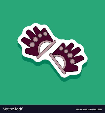 Paper sticker on stylish background gloves for the vector image