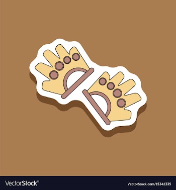 Paper sticker on stylish background gloves for the vector image